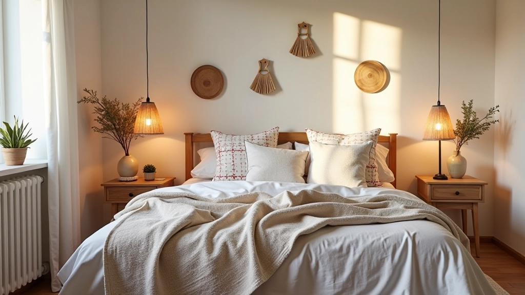 Latvian linen textile styling in bedroom