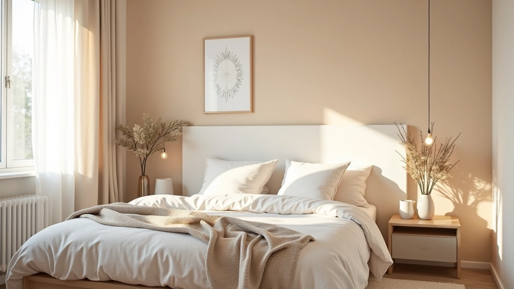 Modern Latvian home interior with styled textiles and accent wall