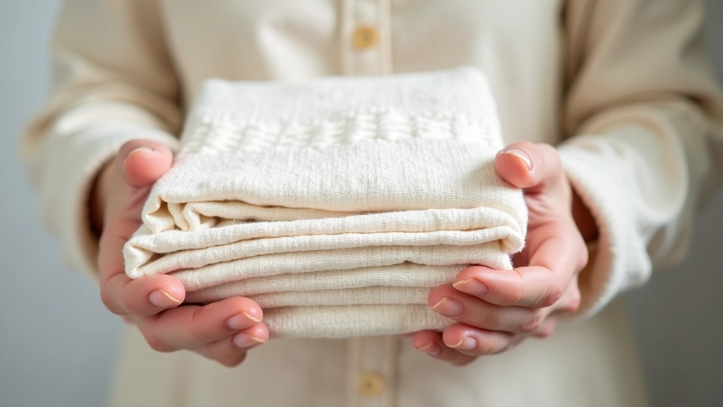 Hands holding traditional Latvian linen fabric showing the weave texture and pattern detail